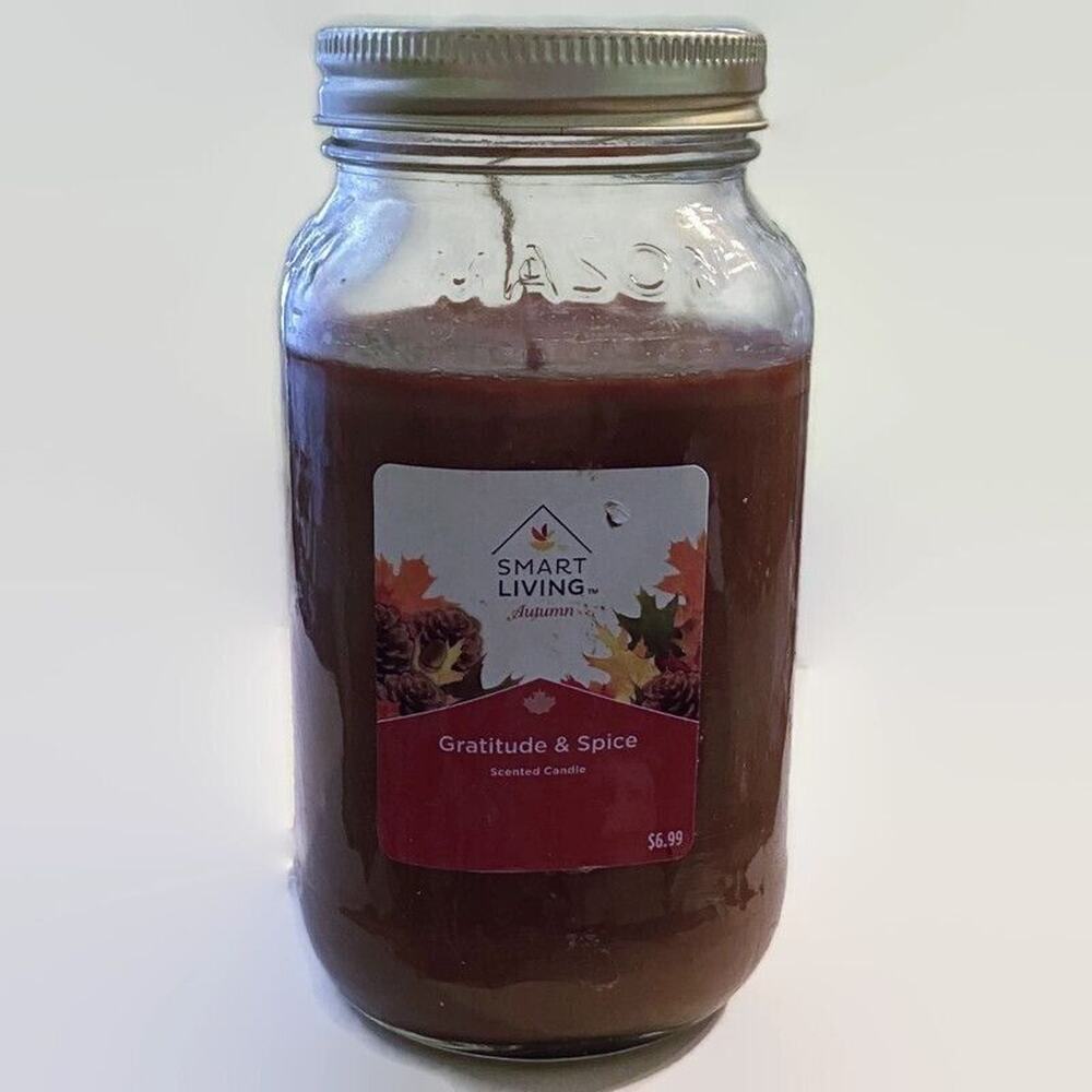 Smart Living Scented Jar Candle Gratitude Spice Single Wick Reusable Glass